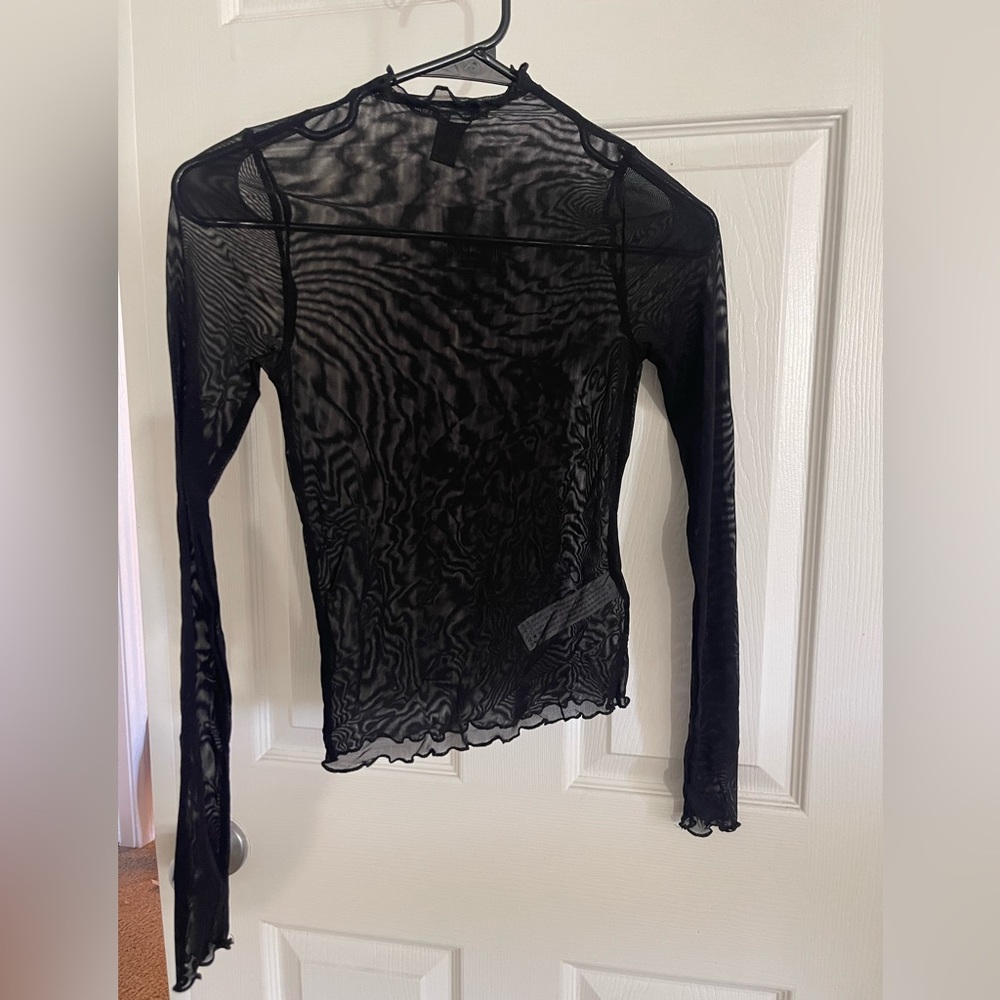NWT Black Mesh sheer Top